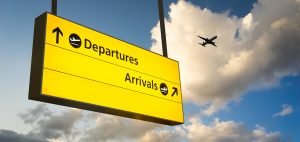 Airport Transfers Meribel 300x142 - Departure &amp; Arrival sign, Jet Airplane take off airport